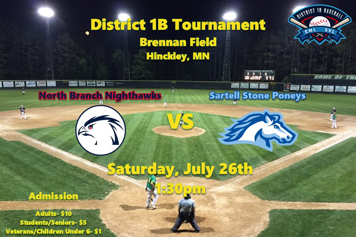 Sartell Stone Poneys (@thestoneponeys) on Twitter photo It’s Playoff Time!! The Poneys start their postseason today in Hinckley with a matchup vs <a href="/nbnighthawks/">N Branch Nighthawks Baseball</a>. First pitch at Brennan Field is at 1:30pm! #PoneyUp #PaintTheTownBlue It’s Playoff Time!! The Poneys start their postseason today in Hinckley with a matchup vs <a href="/nbnighthawks/">N Branch Nighthawks Baseball</a>. First pitch at Brennan Field is at 1:30pm! #PoneyUp #PaintTheTownBlue