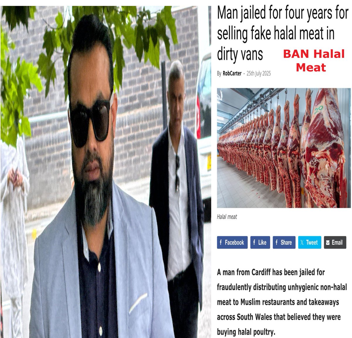 mbga_uk's tweet image. Helim Miah & Co-defendant Noaf Rahman, 46.
An investigation uncovered a catalogue of failings, inc poor food hygiene practices, evidence that some poultry had been defrosted & refrozen.
Chicken was two years past its sell-by date.
Ban Halal Meat in UK.
thecaterer.com/all-content/fo…