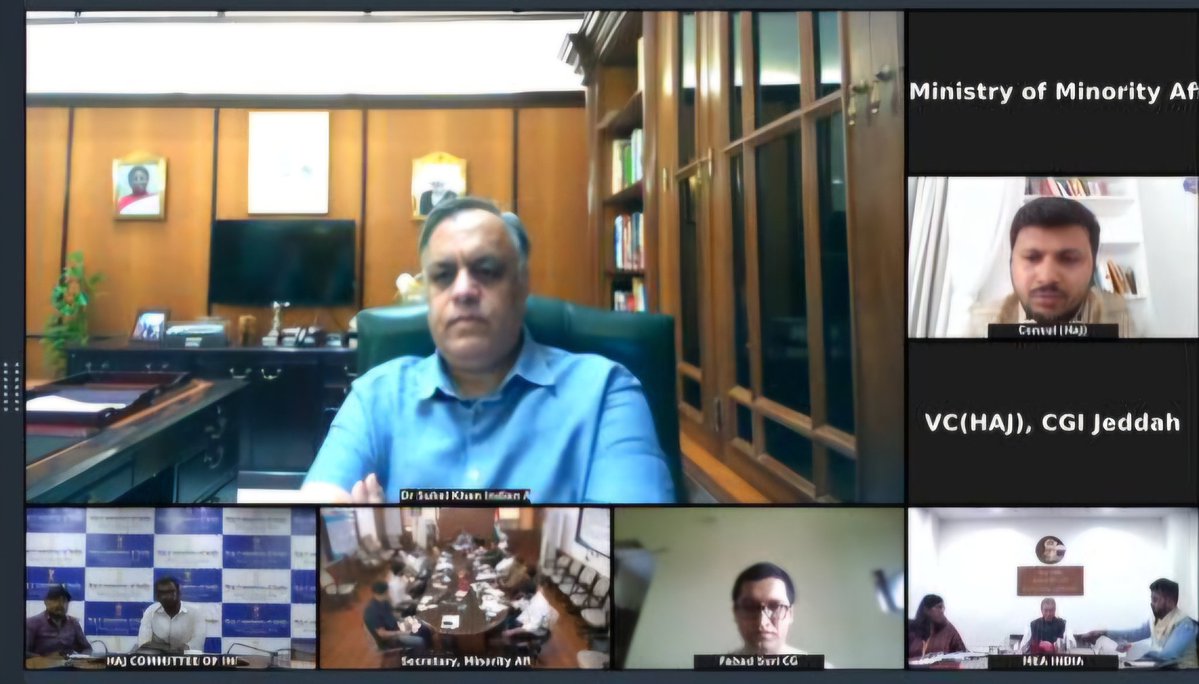 IndianEmbRiyadh's tweet image. Secretary, Ministry of Minority Affairs @MOMAIndia Dr. Chandra Shekhar Kumar took a review meeting for the preparations for Haj 2026 on July 25. 
Ambassador Dr Suhel Khan, Consul General @CGIJeddah Shri Fahad Suri, CEO Haj Committee of India @haj_committee and senior officials…