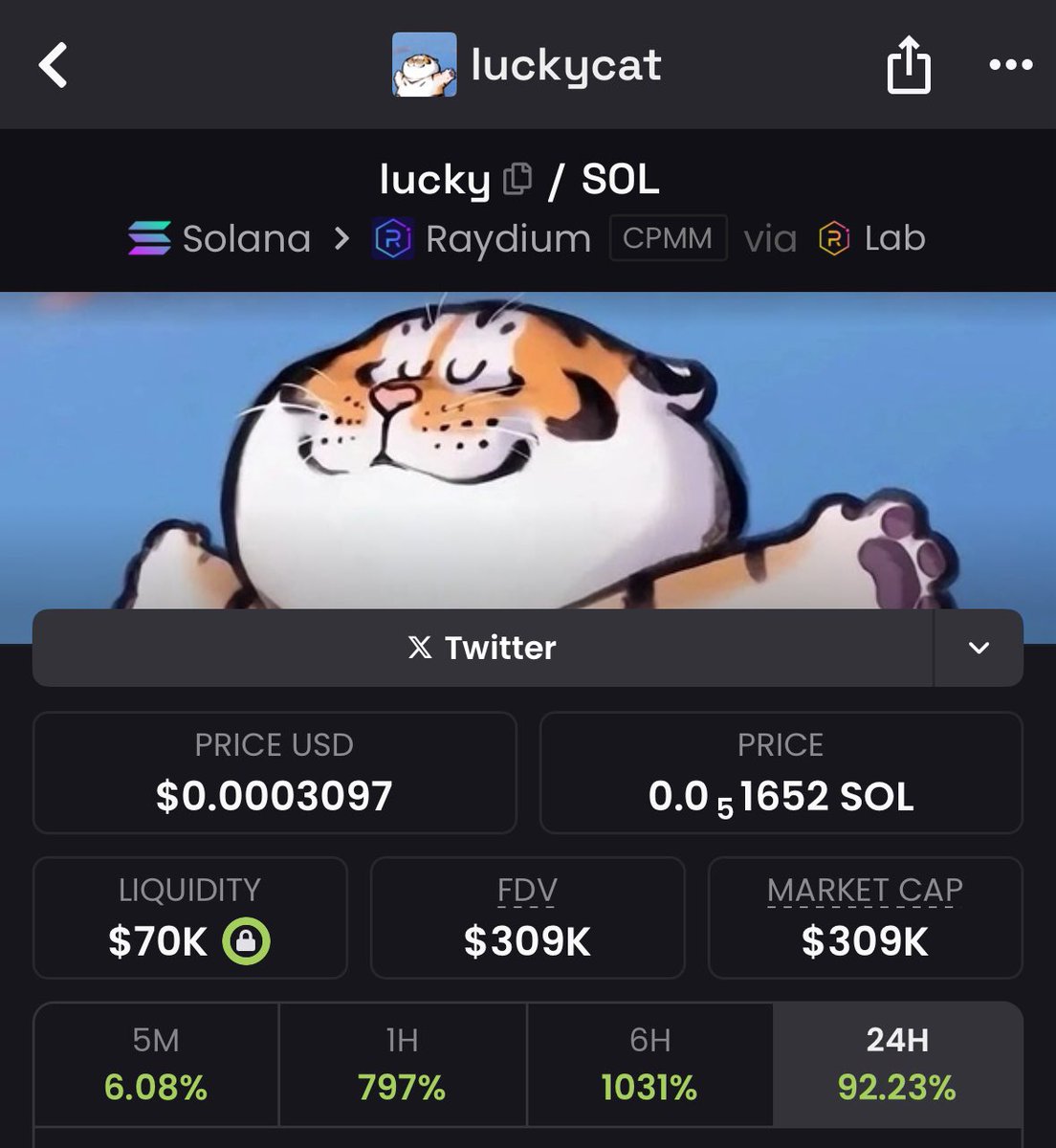 TwipsX's tweet image. This is the Lucky Cat from China 🇨🇳🐱
It will bring good fortune to its holders!

$LUCKY 

Ca: A4rdJSkWBYVhjyyMo4zFR9h5FU4M9i7sPmPNAeTmbonk