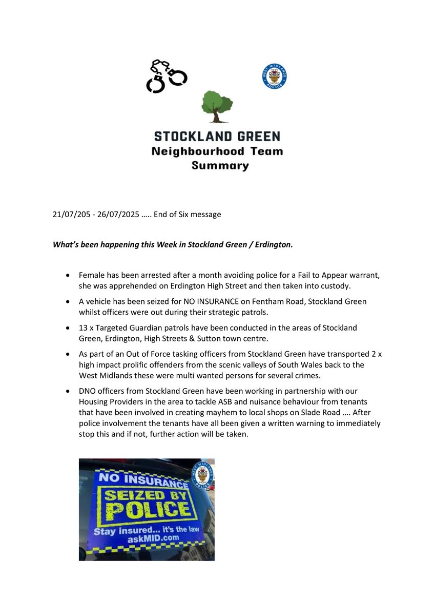 Erdington Police (@erdingtonwmp) on Twitter photo 