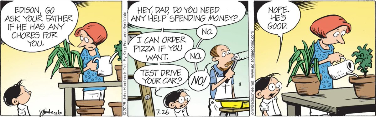 ComicsKingdom's tweet image. Nice list of chores you got there, Edison! #EdisonLee #ComicsKingdom