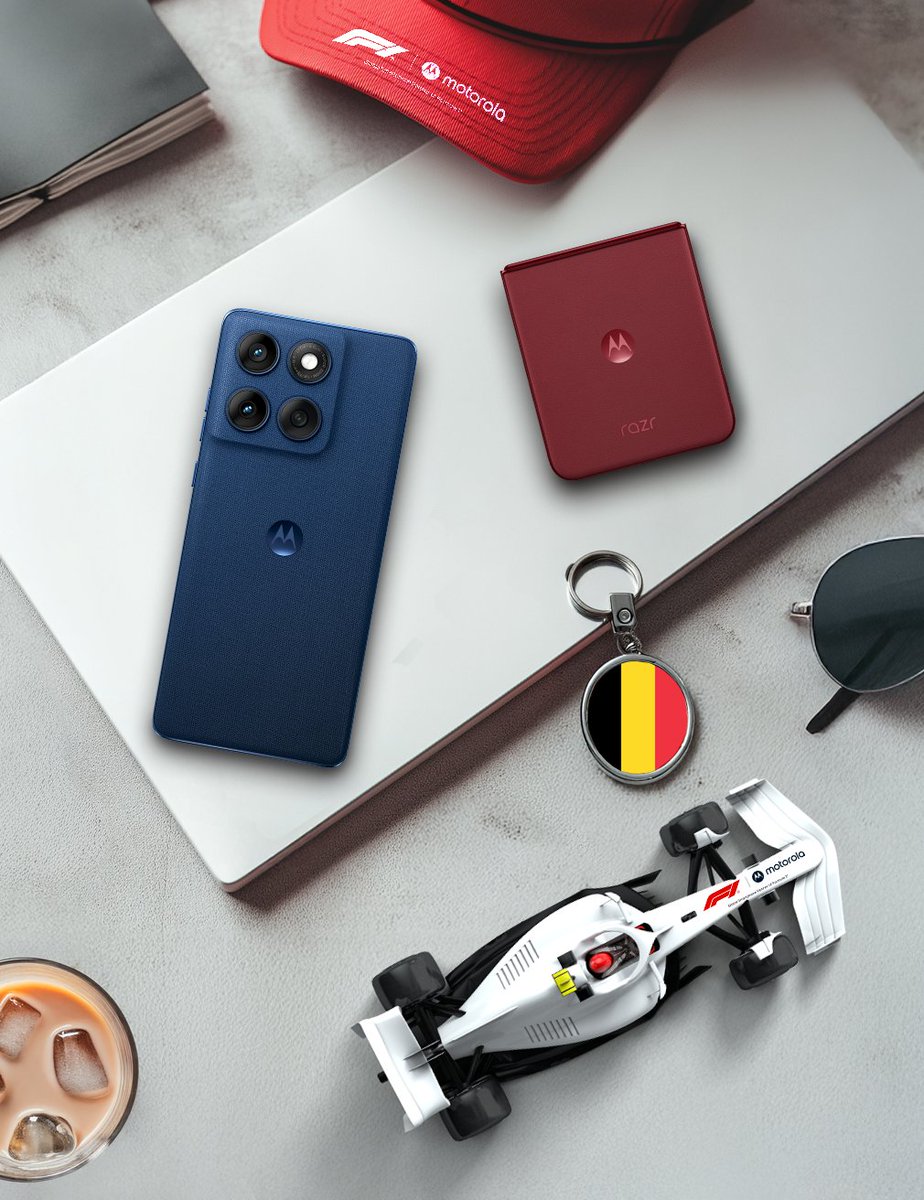 Moto's tweet image. Race day rule #1: no pausing the #BelgianGP livestream 🏎️.
Rule #2: bring your Motorola phone 🏆.
What’s your #F1 watch party starter pack? #Formula1 #motorolaF1
