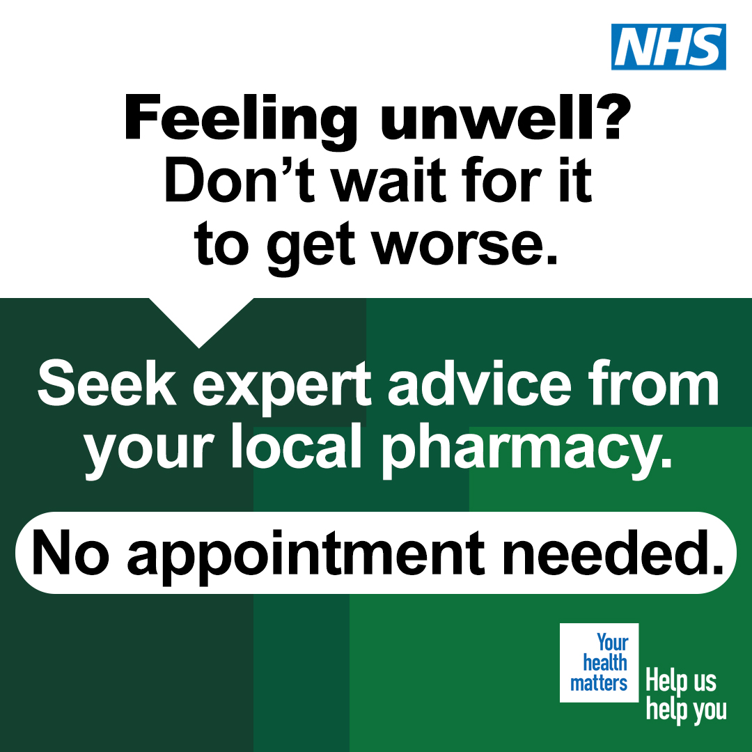 RotherHealth's tweet image. Feeling unwell?
Whether it’s just a cough or a cold, you can visit your local pharmacy where fully trained health professionals will provide on-the-spot confidential advice.
You don’t need an appointment and they can advise on the best medicines for many common illnesses.