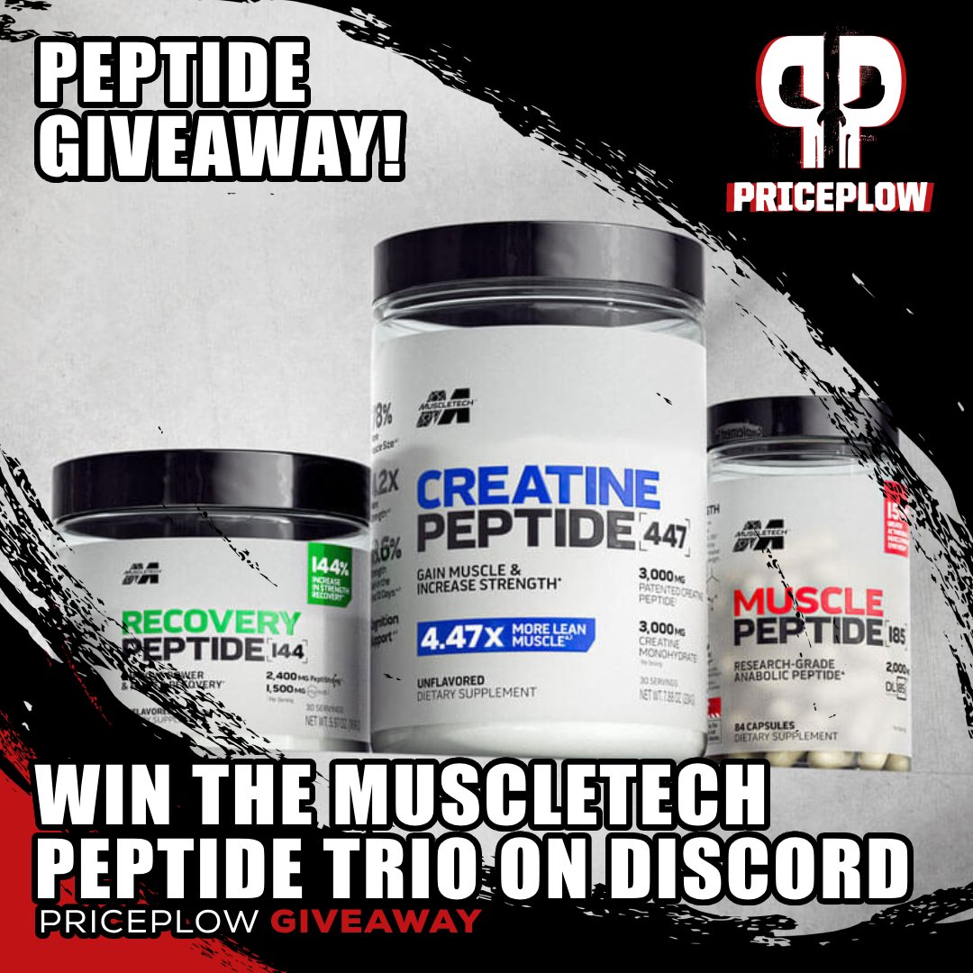 PricePlow's tweet image. blog.priceplow.com/go/discord-mus…
Win the @MuscleTech Peptide Trio on the PricePlow Discord! A winner (US or Canada) gets one of each:
🔥Peptide 185
🔥Creatine Peptide 447
🔥Recovery Peptide 144
Good luck, this is a big one!