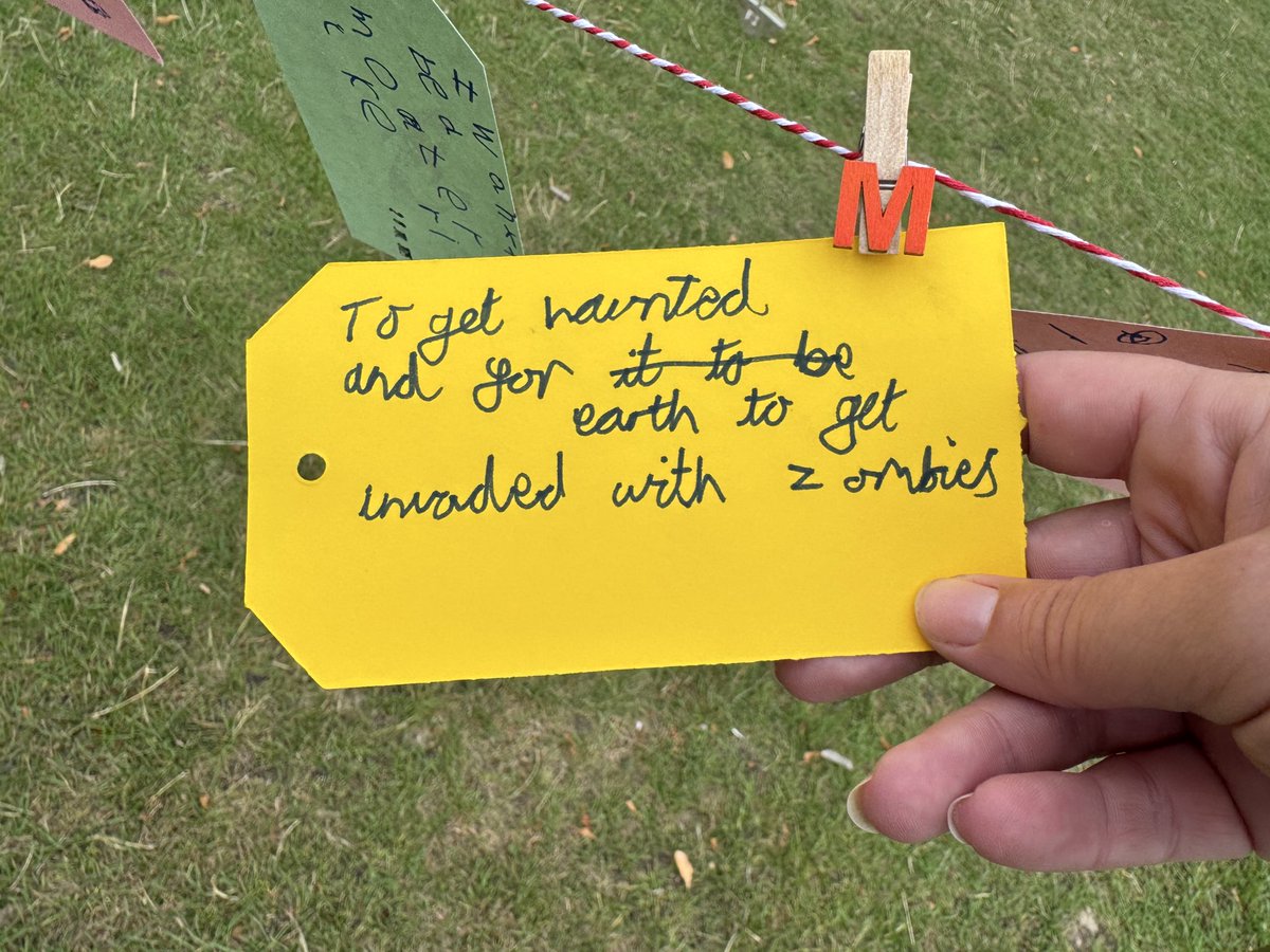 At an arts fair. There’s a stall where you write down your biggest wish of what you’d like for your future. 

This is one of the wishes…