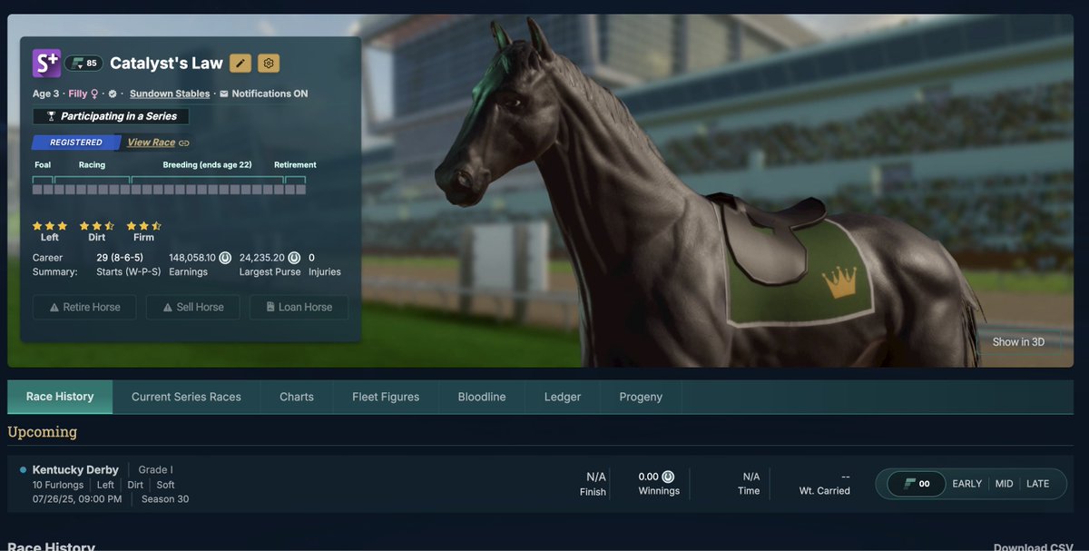SundownStable's tweet image. After 30 seasons of pain, lessons learned, triumph, and everything in between...
We have our first Kentucky Derby Horse. LETS GOO!!
@photofinishgame