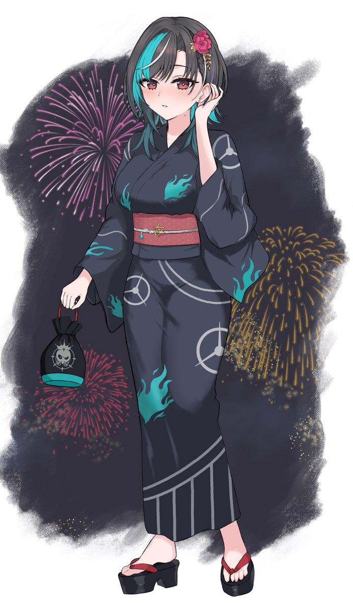mochiwarabee's tweet image. 浴衣ちはと花火を見に行きたいので描きました🎆
 #もはやちはや