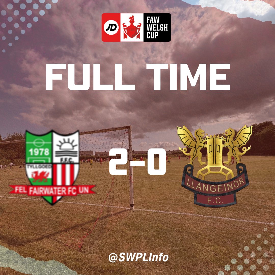 South Wales Premier League Info (@swplinfo) on Twitter photo FT’ The hosts progress to the next round thanks to goals from Coles and Mais!
<a href="/WaterFC/">Fairwater FC</a> 2-0 <a href="/LlangeinorFC/">Llangeinor FC</a>
#SWPL FT’ The hosts progress to the next round thanks to goals from Coles and Mais!
<a href="/WaterFC/">Fairwater FC</a> 2-0 <a href="/LlangeinorFC/">Llangeinor FC</a>
#SWPL