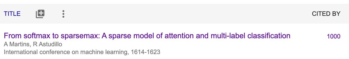 The sparsemax paper reached 1000 citations now and it keeps to bear fruit. Two recent sparse attention examples: long-context efficiency with Adasplash (arxiv.org/abs/2502.12082) and better length generalization with ASEntmax (arxiv.org/abs/2506.16640). Check the story below!