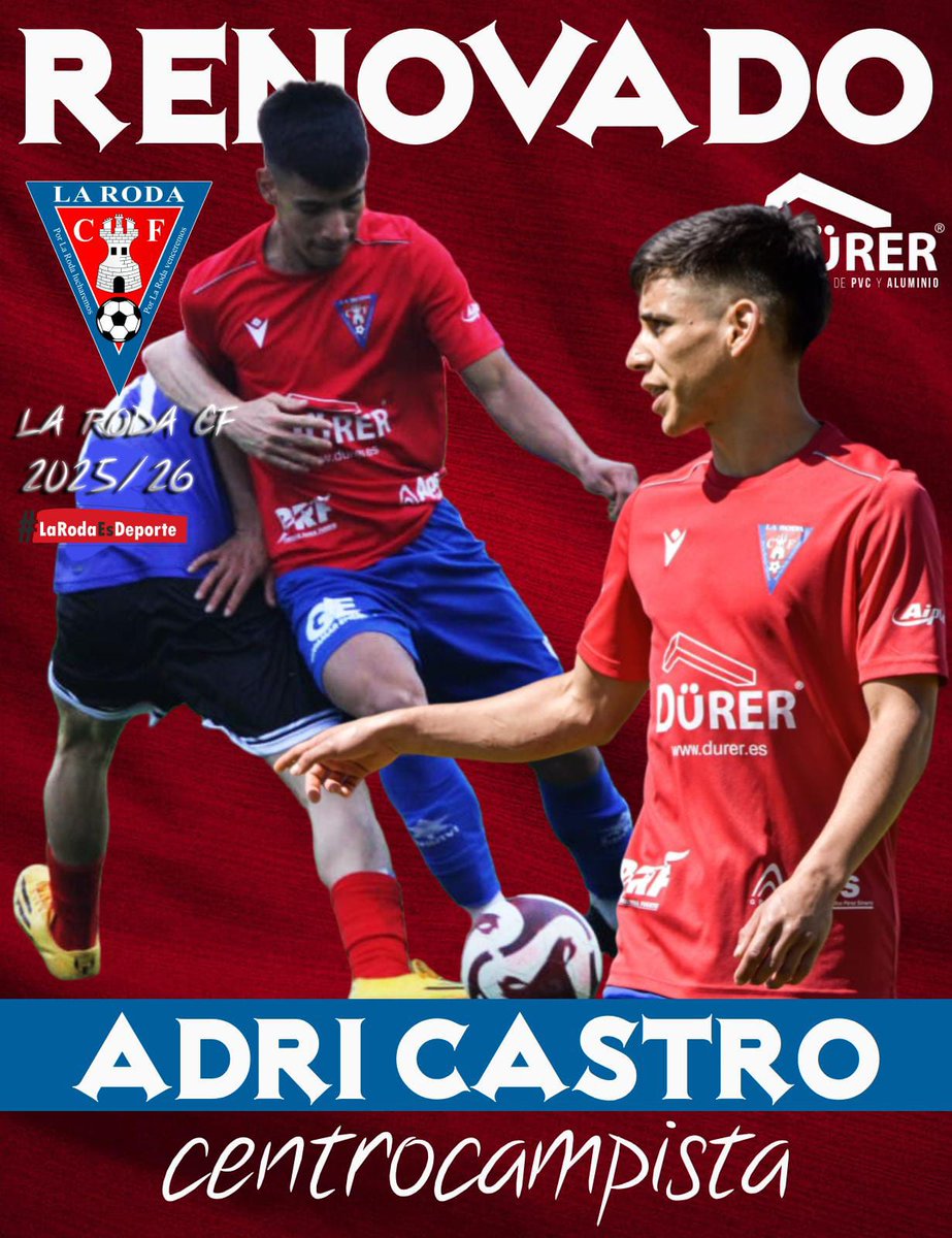 La Roda CF (@larodacf) on Twitter photo 📢RENOVACIÓN!!
Adri continúa en La Roda CF. Jugador versátil, capaz de ocupar cualquier posición en la medular y ataque. Incansable, gran visión de juego y buen golpeo. Pieza clave y especial que aportará al equipo fútbol total.
Vamosss❤️❤️❤️💙💙
<a href="/ventanas_durer/">Durer Ventanas</a> #LaRodaEsDeporte 📢RENOVACIÓN!!
Adri continúa en La Roda CF. Jugador versátil, capaz de ocupar cualquier posición en la medular y ataque. Incansable, gran visión de juego y buen golpeo. Pieza clave y especial que aportará al equipo fútbol total.
Vamosss❤️❤️❤️💙💙
<a href="/ventanas_durer/">Durer Ventanas</a> #LaRodaEsDeporte