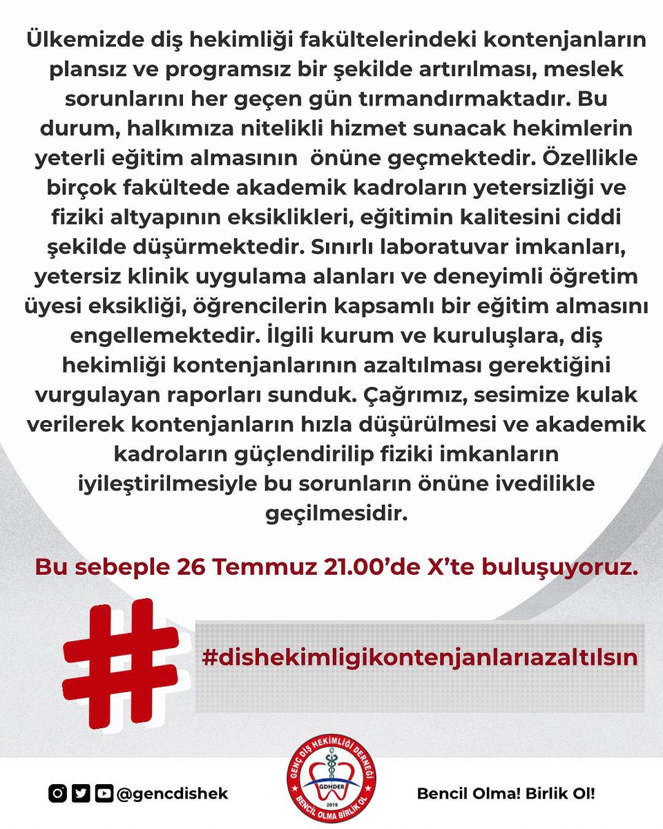 #dishekimligikontenjanlariazaltilsin

21.00'de buluşuyoruz!