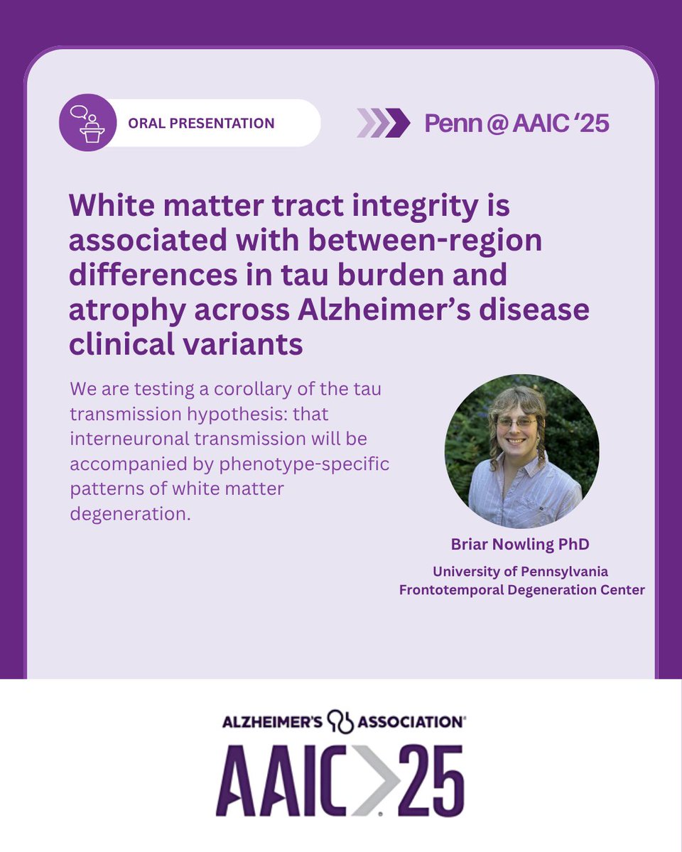 PennFTDCenter's tweet image. The Penn FTD Center staff and researchers are gearing up for #AAIC25 in Toronto! Today, Research Assistant Professor Jeffrey Phillips PhD and Postdoctoral Fellow Briar Nowling PhD will be providing pre-conference presentations.
Stay tuned on our social media! #PennatAAIC25