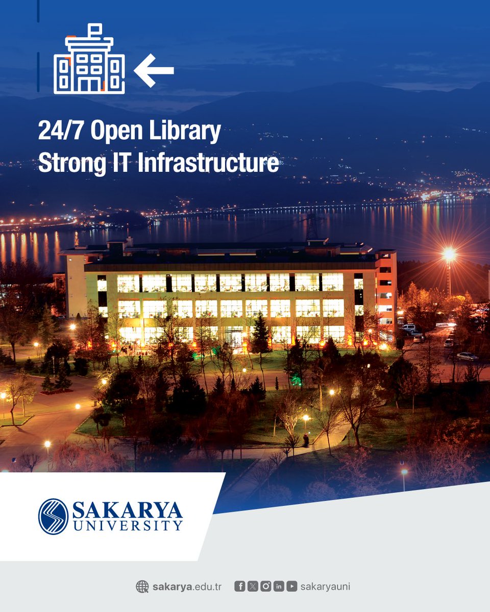 📚 Sakarya Üniversitesinde istediğinizde bilgiye ulaşmak çok kolay.

📖 7/24 açık, modern ve konforlu merkez kütüphanemiz
⚙️ Her an erişilebilir güçlü bilişim altyapısı
💡 Sessiz çalışma alanları, dijital kaynaklar ve çok daha fazlası…

Sen de bu ayrıcalığı yaşamak istiyorsan