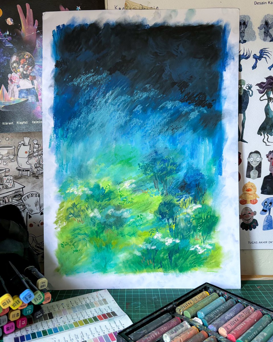 __ardya's tweet image. trying to explore oil pastel again 🖍️