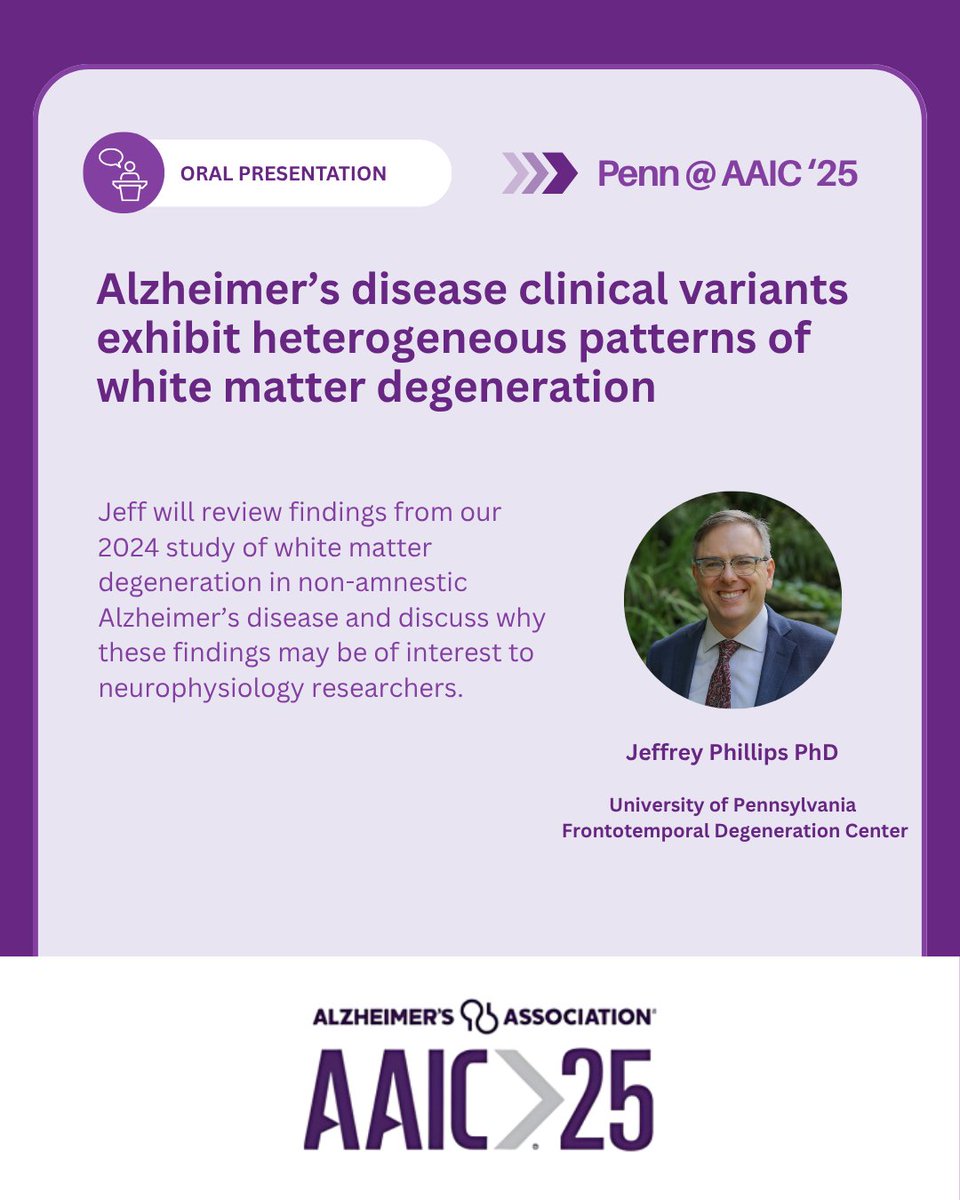 PennFTDCenter's tweet image. The Penn FTD Center staff and researchers are gearing up for #AAIC25 in Toronto! Today, Research Assistant Professor Jeffrey Phillips PhD and Postdoctoral Fellow Briar Nowling PhD will be providing pre-conference presentations.
Stay tuned on our social media! #PennatAAIC25