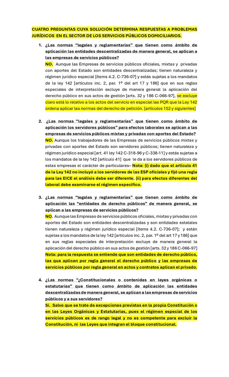 carlosateho's tweet image. Unas reglas generales básicas para un especialista en servicios públicos-
CUATRO PREGUNTAS CUYA SOLUCIÓN DETERMINA RESPUESTAS A PROBLEMAS JURÍDICOS  EN EL SECTOR DE LOS SERVICIOS PÚBLICOS DOMICILIARIOS.