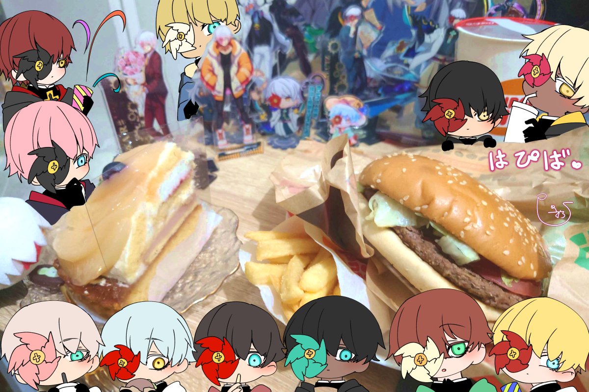 hebitoriaisu's tweet image. たいださんがお誕生日って言ってたので勝手にお祝い!おめでとです!
私の中でご馳走がジャンクフードでした……😇
ケーキは久々のアンテノールの桃ケーキ!美味しかった~~~!!