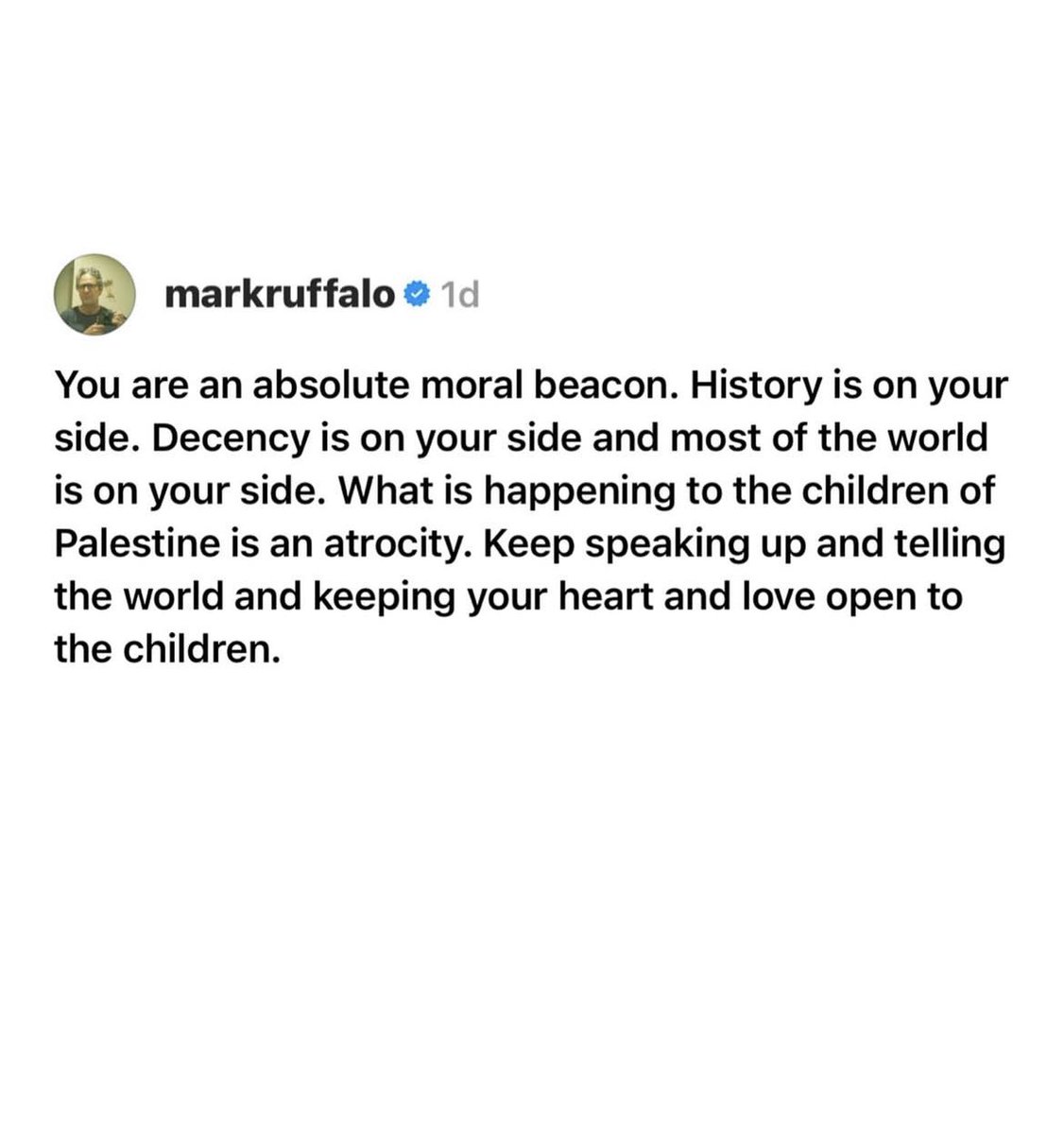 msrachelforlitt's tweet photo. This means the world @MarkRuffalo same to you ❤️ #FreePalestine #gaza https://t.co/xcDY9BAmUx