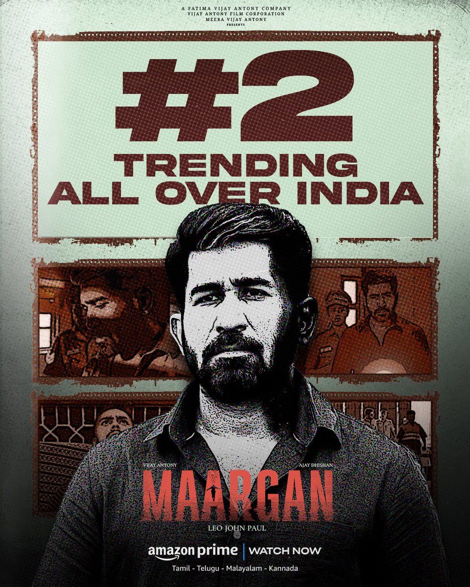 CineTimee's tweet image. #Maargan - Is Now Streaming On Amazon Prime Video !

▶️ linktr.ee/MaarganTheMovie

Directed By @leojohnpaultw !

@vijayantony | @mrsvijayantony | @vijayantonyfilm | 
#CineTimee |