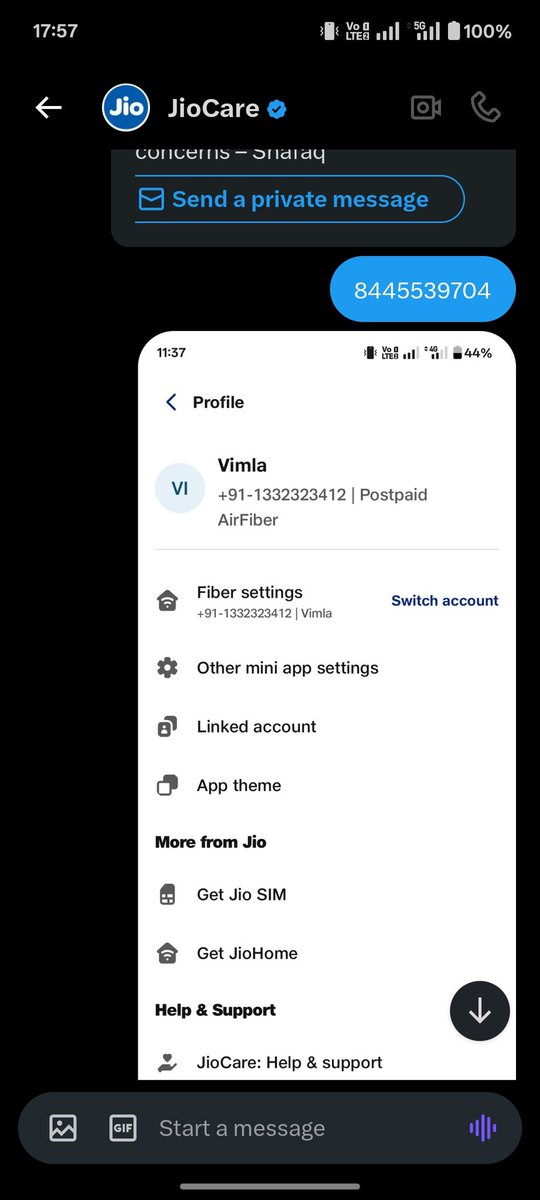 AkashKumararya's tweet photo. @JioCare @JioCare अभी तक भी कोई समाधान नहीं हुआ ऐसा क्यों क्या केवल ग्राहक का उत्पीड़न ही जी द्वारा किया जा रहा है https://t.co/LDoNKrYaoe