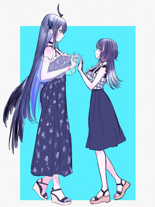 身長差が好きすぎて私のアゴが外れるかと思った夏服かわいすぎ #holonatsuparadise #ShiorinSketch #RavenCrafts