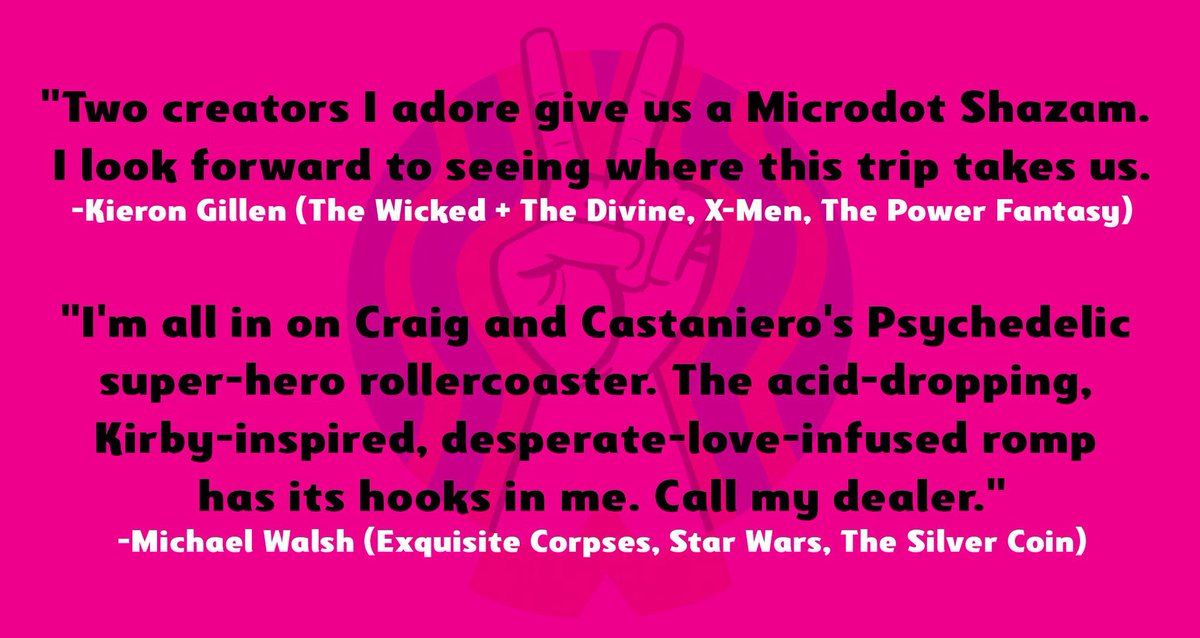 WesCraig- KAYA 26 coming MAY 7 (@wescraigcomics) on Twitter photo Kind words from kind people.
<a href="/Mister_Walsh/">Michael Walsh</a> + #KieronGillen
Sign up to be notified when we launch
THUNDERHEAD: shorturl.at/gjMBn
#superhero #comicbooks #SDCC2025 #hippies #1960s. #flowerpower #tripping #mkultra Kind words from kind people.
<a href="/Mister_Walsh/">Michael Walsh</a> + #KieronGillen
Sign up to be notified when we launch
THUNDERHEAD: shorturl.at/gjMBn
#superhero #comicbooks #SDCC2025 #hippies #1960s. #flowerpower #tripping #mkultra