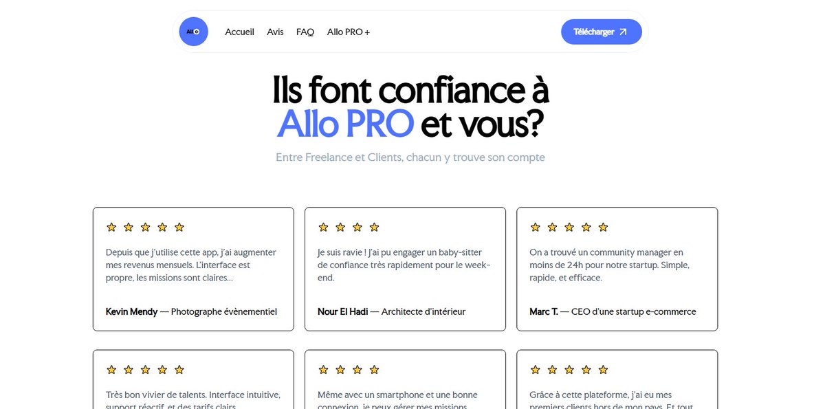 New Drop' - WebByte Agency x AlloPro

A modern and authentic landing page for our client AlloPro, an application that connects freelancers and clients.

Project link: allopro.cloud

 #webbyteagency #onanavital #landingpage #design #allopro #freelance  #web #JeCodeUnTruc