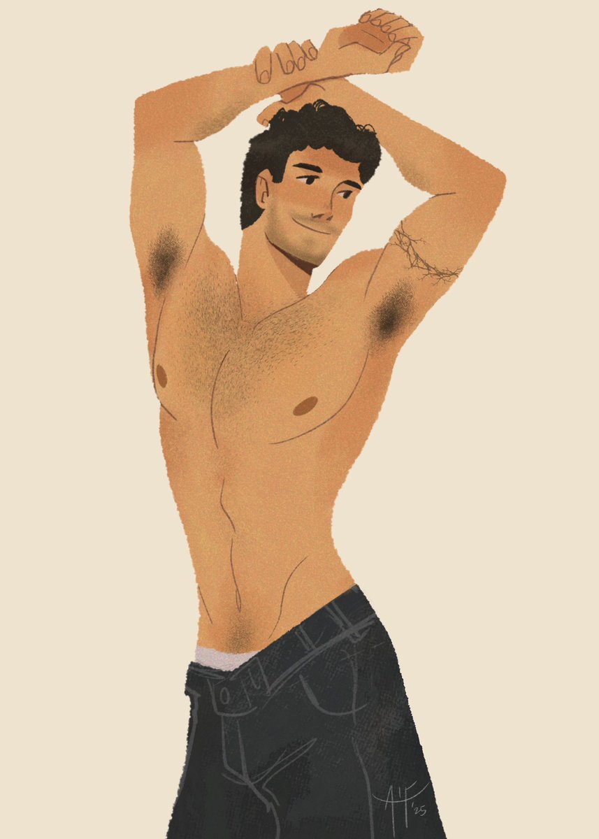 ArtofAlwic_'s tweet image. I don’t how to stylize armpit hair🤣🤣 I just used a crosshatch brush instead🤷♂️ Luckily procreate has a default stubble brush