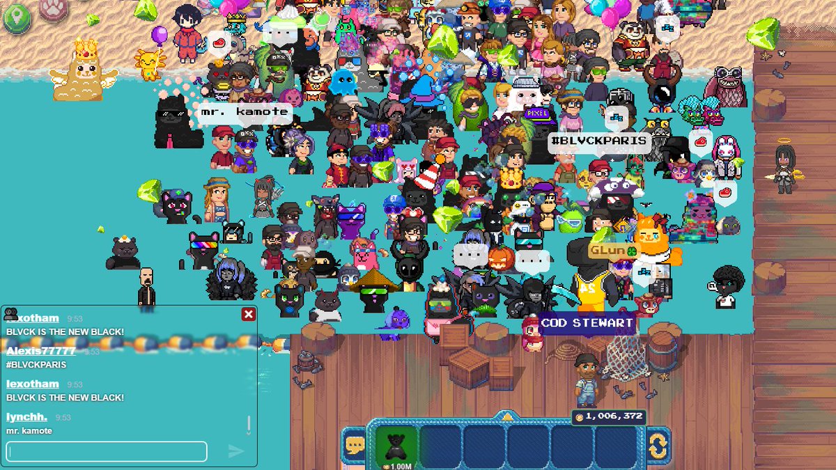 SraPadozo's tweet image. Hoje pude participar da festa de energia ⚡️ onde comemoramos a integração do @BlvckParis ⚫️ no @pixels_online 🎮! Celebrando também os 19 anos do @GLun 🤣🥳🎉🎂🎈! Que festa incrível! ✨
#BlvckParis #BLVCKPARTY