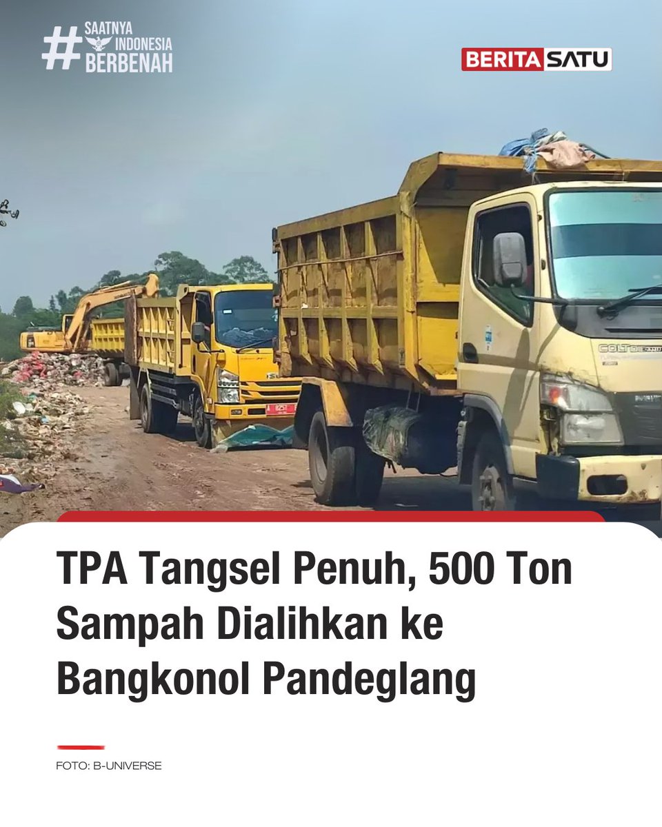 Beritasatu's tweet photo. Pemkot Tangsel bekerja sama dengan Pemkab Pandeglang untuk mengalihkan pembuangan sampah ke TPA Bangkonol karena TPA Cipeucang sudah overkapasitas.
Selalu update di https://t.co/KR6X4XL0d4 & Youtube BeritaSatu!
#TPABangkonol #TPACipeucang #BeritaSatu https://t.co/LlSSRiUQar