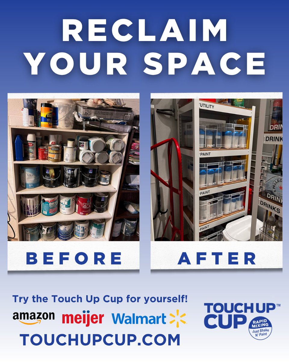 Thanks to @tartanorganizing for showing how much space you can save by switching to Touch Up Cup. Ready to upgrade your storage? Reclaim your space and get the Touch Up Cup today, available at touchupcup.com/?utm_source=tw… and the rest of your favorite places to shop!