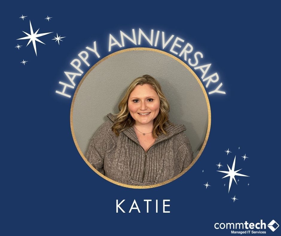 CommTechIT's tweet image. Happy 4-Year Anniversary, Katie! We’re so thankful for everything you bring to the team ✨