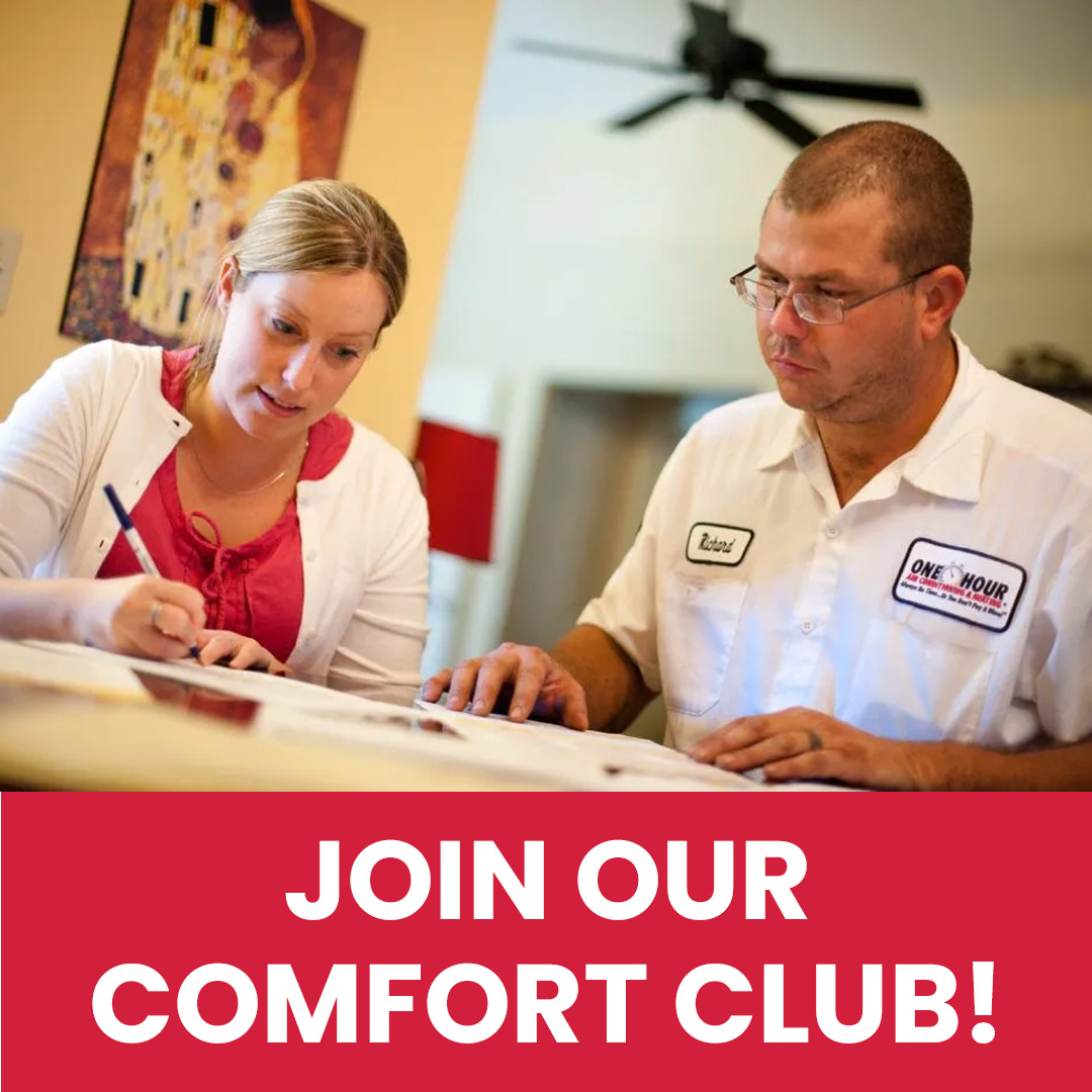 OneHourMAGIC's tweet image. Lower your energy bills and extend the life of your HVAC system with the Comfort Club! Members receive annual system Revivalizations, front-o’-the-line service, and discounts on repairs. It pays to be comfortable!