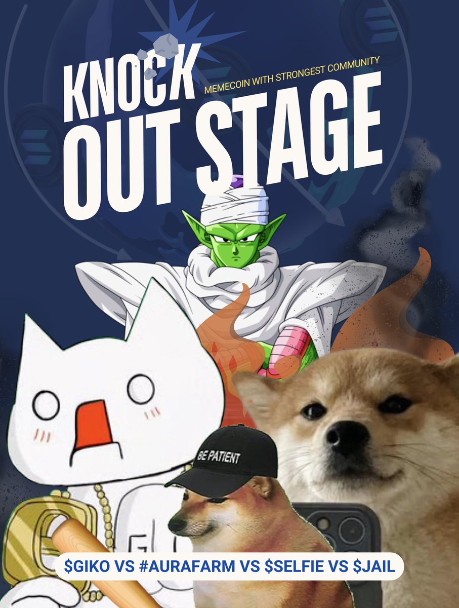 After eight nominations, only four memecoin communities have advanced to the knockout stage:

1. $GIKO
2. #AURAFARM
3. $SELFIE
4. $JAIL

These knockout stage finalists were selected based on votes and community engagement in the previous round.

In 24 hours, only two will move on