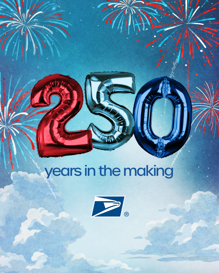 USPS's tweet image. Delivering since 1775. Join us in celebrating our 250th anniversary, a milestone honoring centuries of service, progress and impact. We're proud to serve the American public, now and for the next 250 years. 🇺🇸