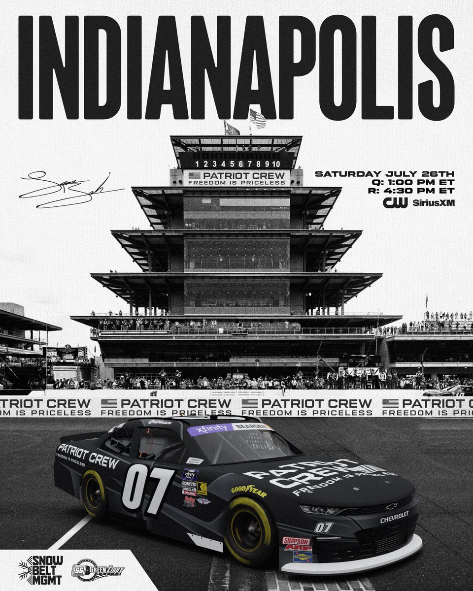 SSGLR0708's tweet image. 🧱 Raceday (Hopefully) from @IMS !
We will get things started at 1:00pm ET with Qualifying.