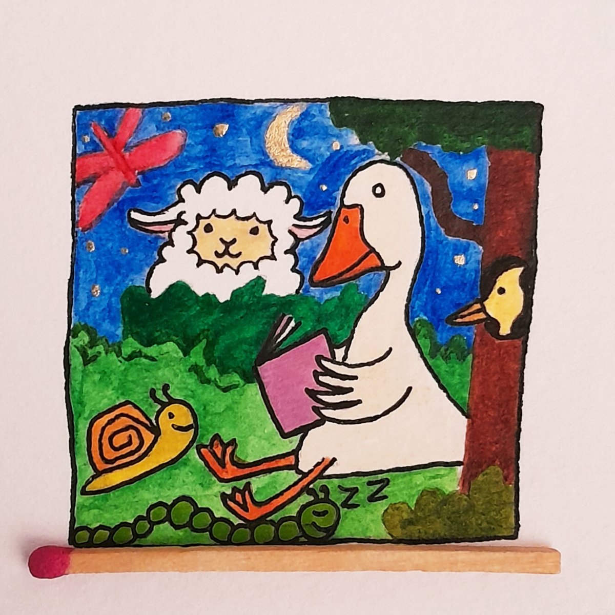 secretsheep143's tweet image. Art swap with @mobymaybe ☺️ whale and secret sheep in their right place now 😂
tiny paintings by @Fatemeh172561