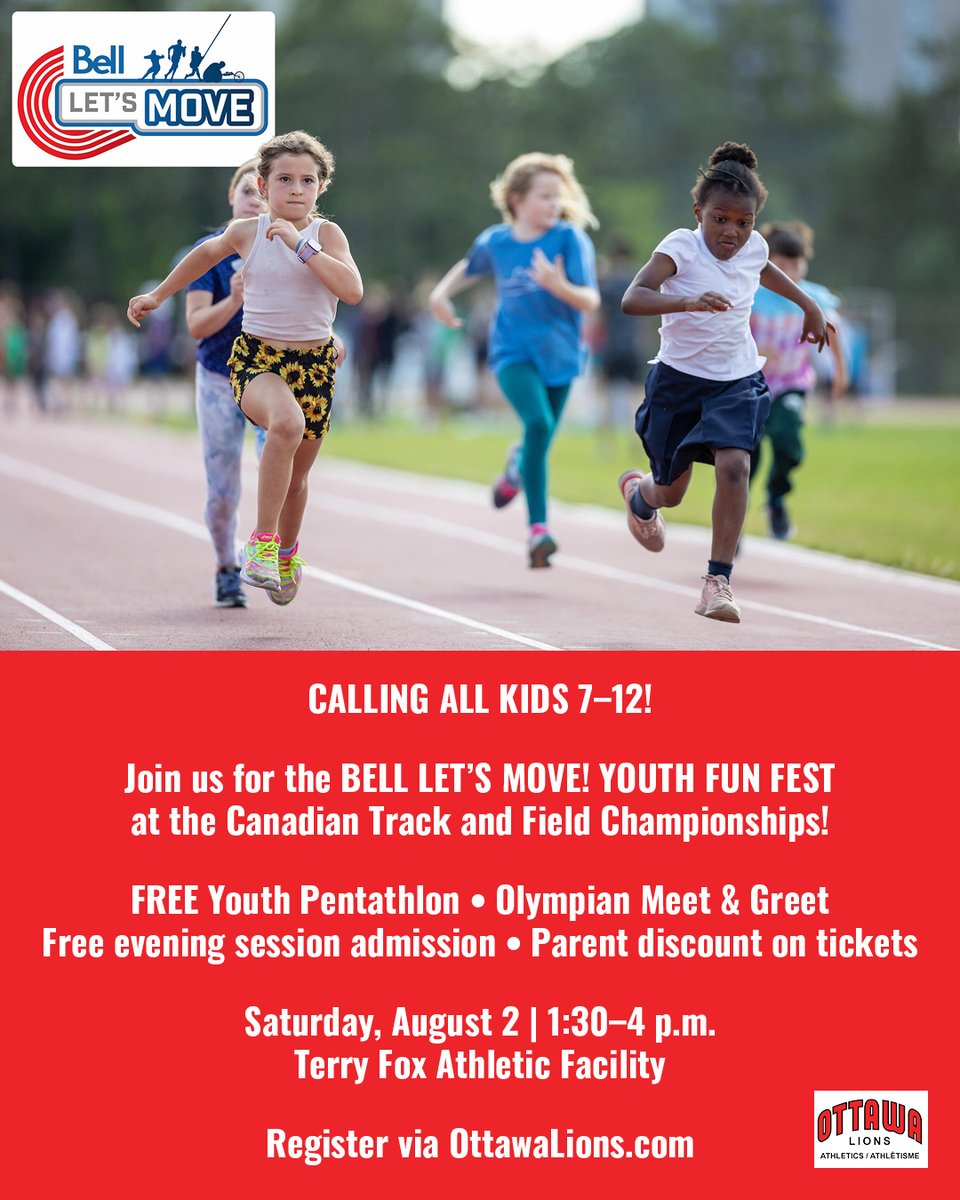 Ottawa Sport Council (@sportottawa) on Twitter photo #SportSaturdays | During the upcoming 2025 Canadian Track and Field Championships, the <a href="/OttawaLionsTFC/">Ottawa Lions TFC</a> will be hosting a free Youth Pentathlon from 1:30 to 4 p.m. on Saturday, August 2 at Terry Fox Athletic Facility!
Find out more and register via:
ottawalions.com/2025/07/18/bel⦠#SportSaturdays | During the upcoming 2025 Canadian Track and Field Championships, the <a href="/OttawaLionsTFC/">Ottawa Lions TFC</a> will be hosting a free Youth Pentathlon from 1:30 to 4 p.m. on Saturday, August 2 at Terry Fox Athletic Facility!
Find out more and register via:
ottawalions.com/2025/07/18/belβ¦