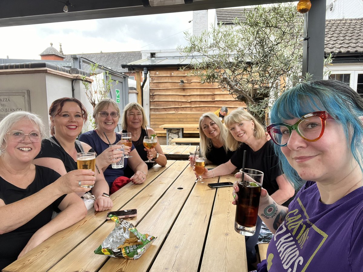 Our dance class danced at the Quorn fun day today for Loros. Some of us warmed up in the pub… 😂
