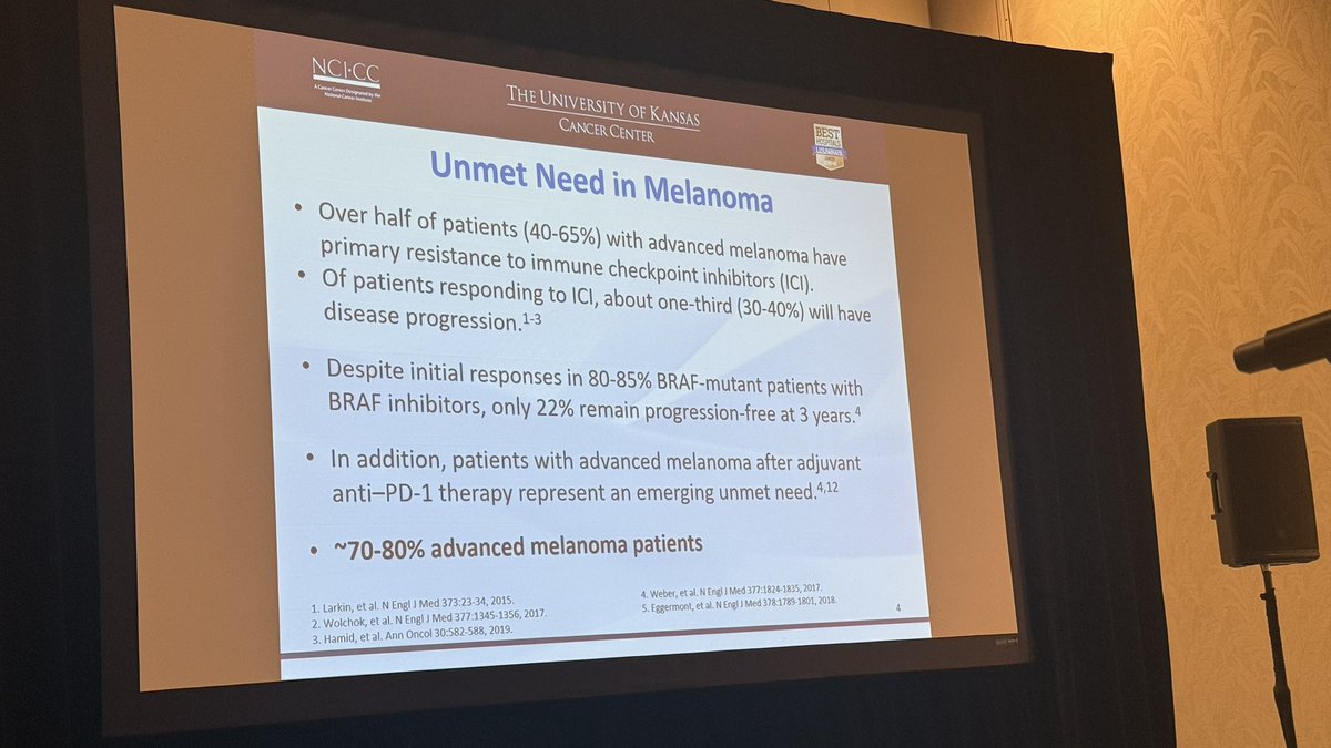 Abdallah81MD's tweet image. Now presenting @mumairmushtaq from @KUcancercenter “Current and Future Development of Cell Therapies in Melanoma”
National #ICE_T #MedEd #MedTwitter #USMIRC @USMIRCNEWS @OncoAlert #سرطان_الدم #المايلوما @CancerNetwrk