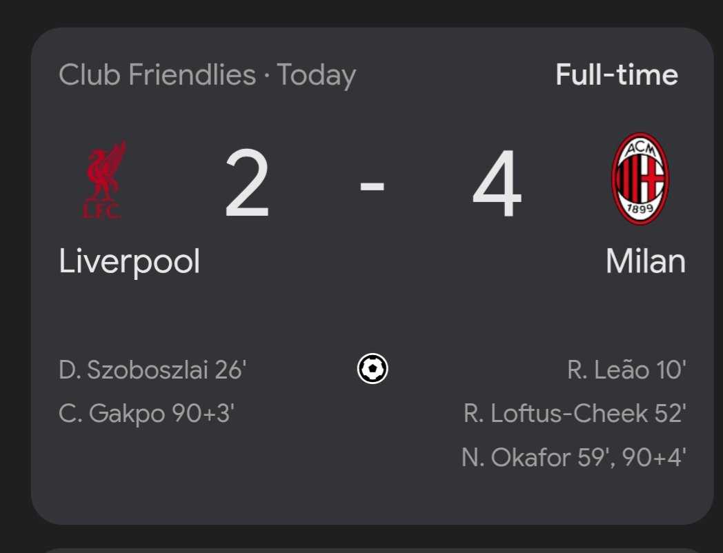 bareejeste's tweet image. Arsenal’s B team vs AC Milan.
Liverpool’s A team (with their £300m squad) vs AC Milan.
I don't want to speak....