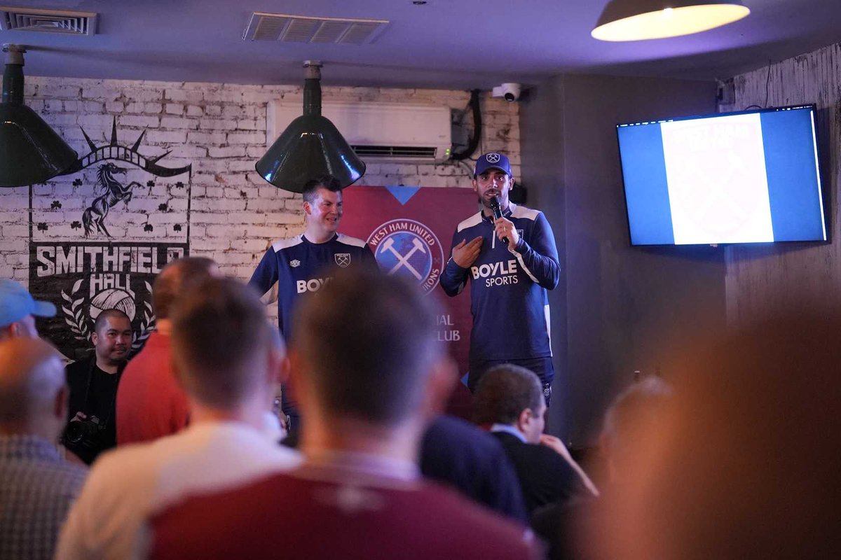 RobPritchard78's tweet image. Honour and a pleasure to host the #WestHam party with supporters from all over 🇺🇸🇨🇦 and beyond with Anton Ferdinand at Smithfield Hall in Midtown Manhattan on Friday night! ⚒️