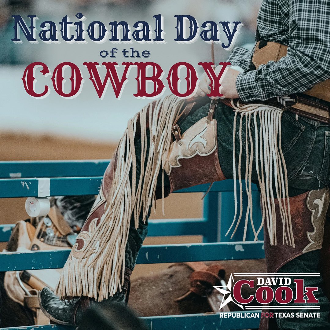 DavidCookTexas's tweet image. On National Day of the Cowboy, we celebrate the grit, integrity, and hard work that built our state. @cityofsville, the Cowboy Capital of the World, known for its strong rodeo and ranching heritage, is a proud reminder that the cowboy spirit lives on in Texas!