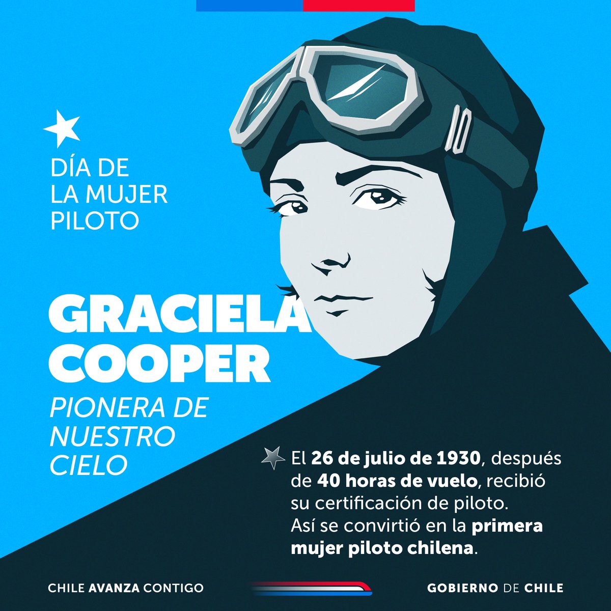 GobiernodeChile's tweet image. En el #DíaDeLaMujerPiloto, conmemoramos a Graciela Cooper Godoy, primera mujer piloto en Chile que hace 94 años obtuvo su licencia ✈️