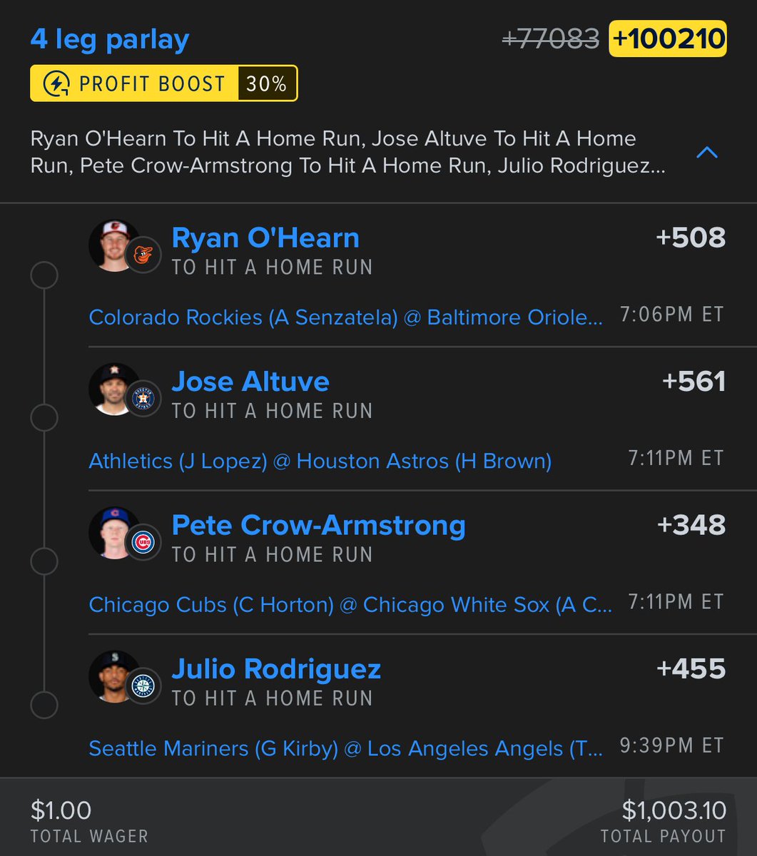 rudebets_'s tweet image. 💎$1 to $1,000 Challenge July 26th💎
Today is going to go crazy. Slate looks insane
Posting more HR plays over at rudebets.com