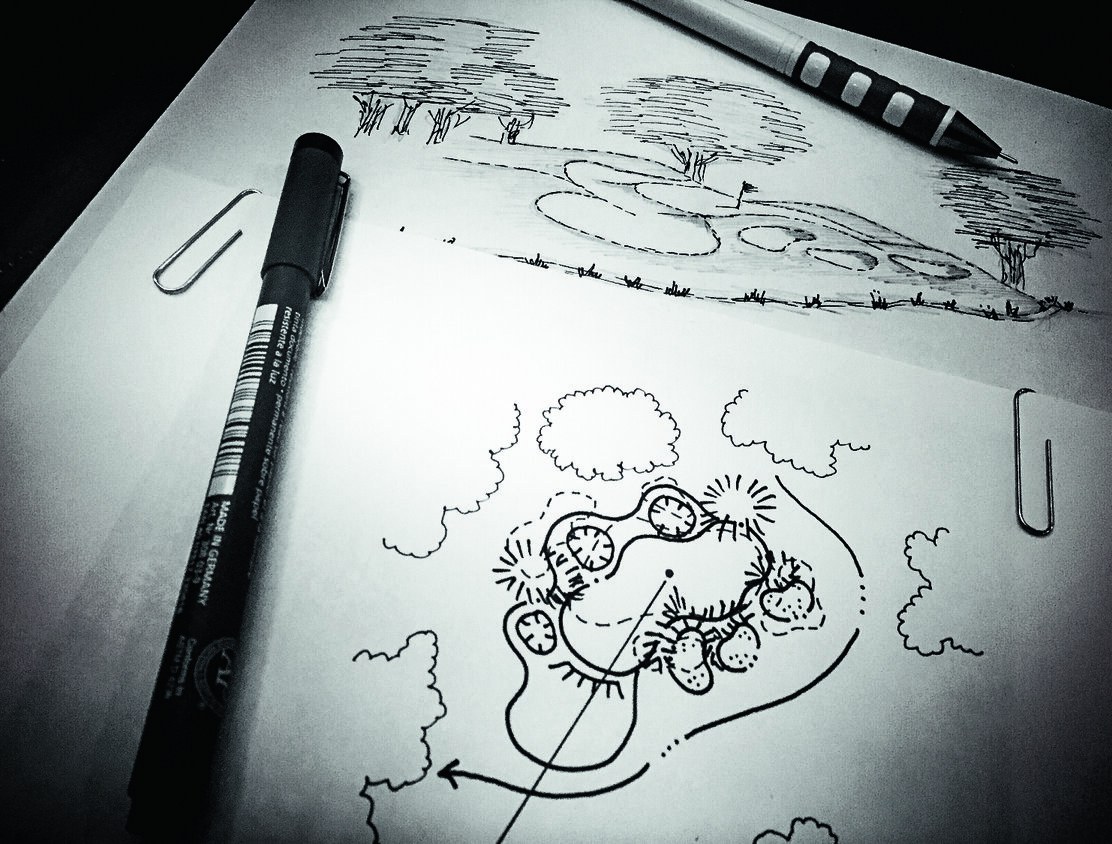 ASGCA's tweet image. A look at inside the sketchbook of Nathan Crace, @ASGCA, &amp;amp; a hole for Colonial Country Club. &quot;With the pin backright, higher handicappers can play safe. Better players, however, will want to challenge the bunkers to get closer to the pin.&quot; tinyurl.com/u3nkjfyy @lipouts