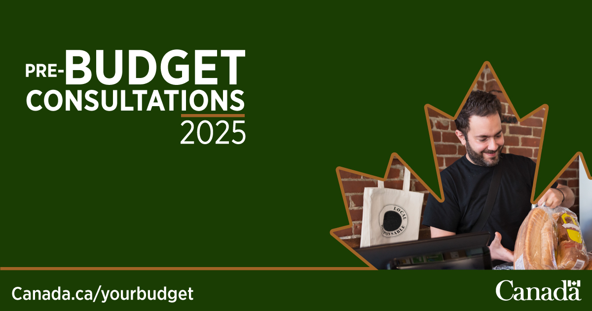 FinanceCanada's tweet image. How can Canadians and #CdnBusinesses better participate in today’s changing economy?
Have your say in the 2025 federal budget by participating in ongoing consultations until August 28, 2025: ow.ly/62J750WvsGl
#YourBudget