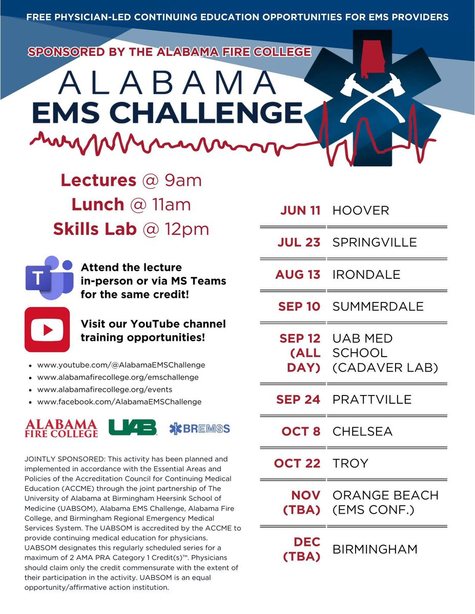 Will Ferguson M.D. (@emsdocferg) on Twitter photo Come train with our new EMS fellows ! Lots of choices, plus we are at BREMSS August 27th and Free Cadaver lab September 12th too ! <a href="/bhamfirerescue/">Birmingham Fire & Rescue Service (BFRS)</a> <a href="/UABEMResidents/">UAB Emergency Medicine Residency Program</a> <a href="/EmsUab/">UAB_EMS</a> <a href="/UABTrauma/">UABTrauma</a> <a href="/ALFireCollege/">Alabama Fire College</a> <a href="/emresidents/">emresidents</a> <a href="/jemsconnect/">JEMS - EMS</a> <a href="/ALFireChiefs/">Alabama Fire Chiefs</a> Come train with our new EMS fellows ! Lots of choices, plus we are at BREMSS August 27th and Free Cadaver lab September 12th too ! <a href="/bhamfirerescue/">Birmingham Fire & Rescue Service (BFRS)</a> <a href="/UABEMResidents/">UAB Emergency Medicine Residency Program</a> <a href="/EmsUab/">UAB_EMS</a> <a href="/UABTrauma/">UABTrauma</a> <a href="/ALFireCollege/">Alabama Fire College</a> <a href="/emresidents/">emresidents</a> <a href="/jemsconnect/">JEMS - EMS</a> <a href="/ALFireChiefs/">Alabama Fire Chiefs</a>