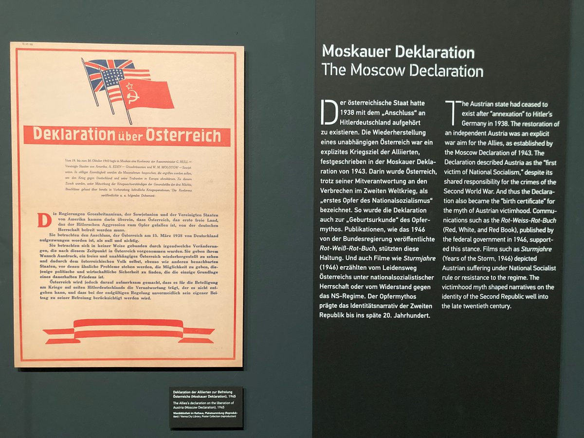FabioLampert1's tweet image. Two important documents founding and supporting the myth of Austrian victimhood after WW2. In the Wien Museum: